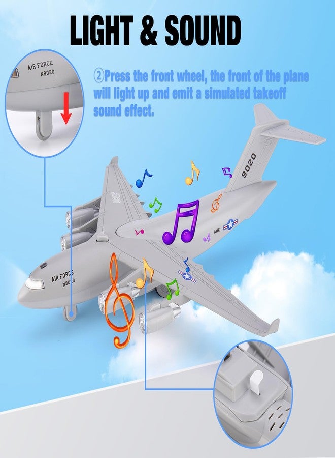 Crelloci Air Force Diecast Plane Toy with Lights & Sounds Pull Back, Grey Metal Military Model Airplane, Army Aircraft Fighter Toy, Play Vehicle for Kids Boys Toddlers Ages 3+ - Image 4